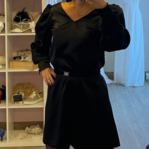 Robe Ambre en crêpe satin noir