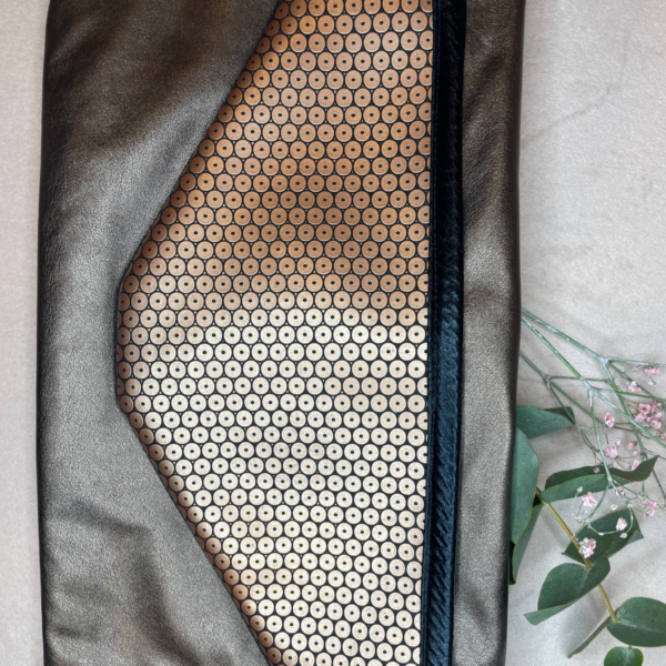 Pochette en simili bronze et triangle sequin métallic rond doré – Image 4