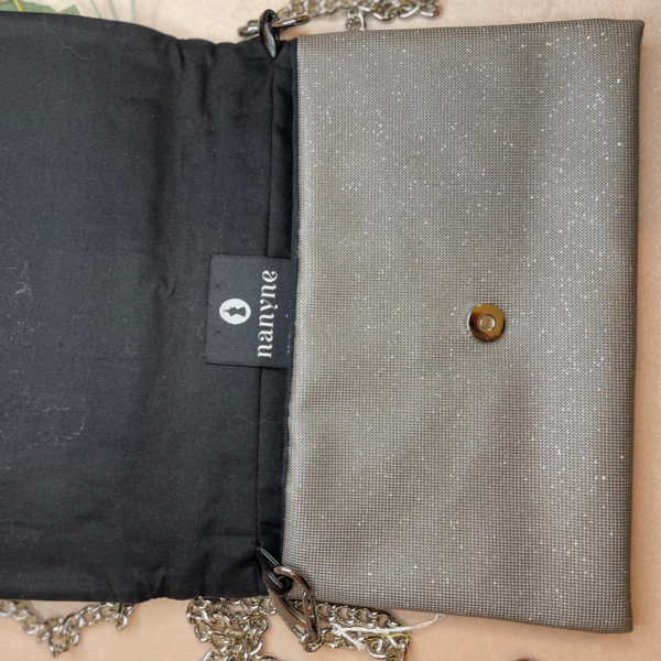 Pochette en simili cuir pailleté argenté – Image 5