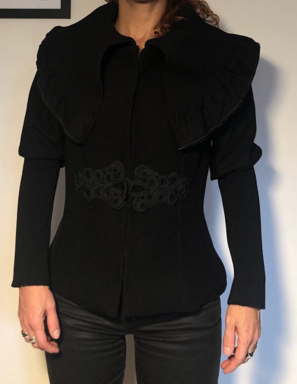 Veste noire en lycra plissée – Image 4