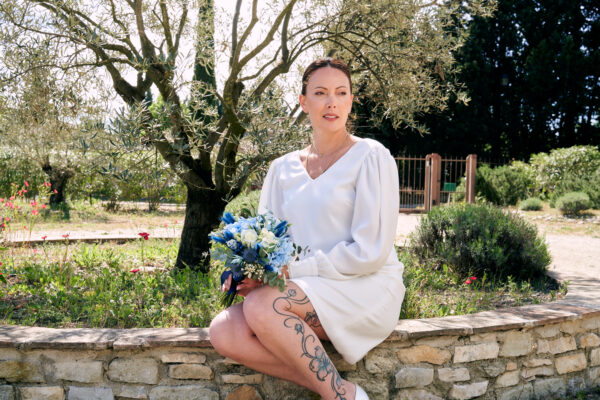 Robe Ambre en crêpe satin blanc – Image 4