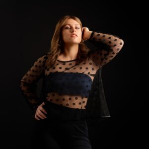 Blouse en tulle pois noir
